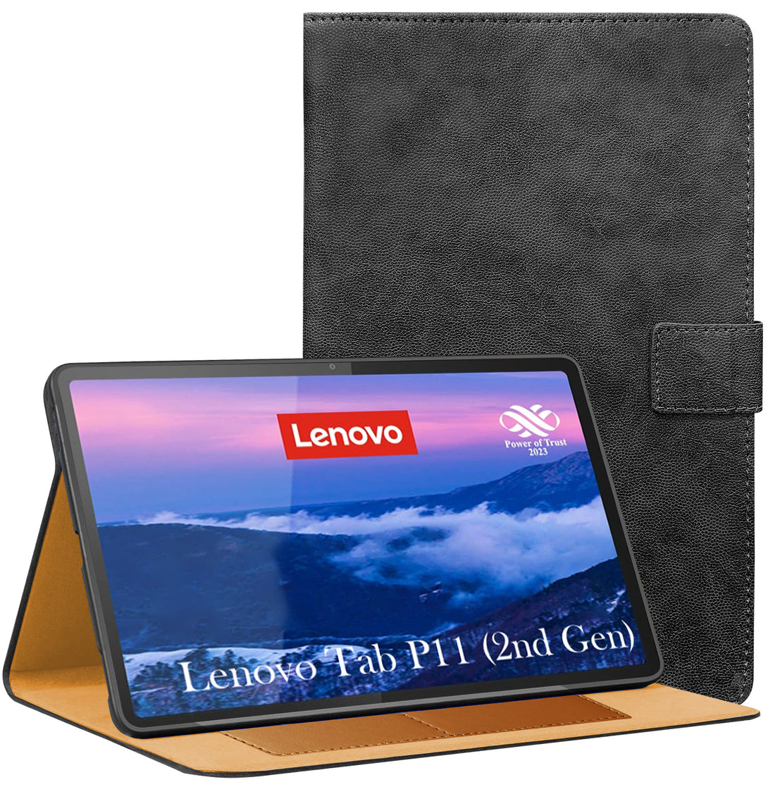For Lenovo Tab P11 Gen 2 11.5 Inch (X350XU) Flip Cover Folio Cover (PU Leather | Multi-Angle Smart Stand | Card Storage Slots | Silicone Back Pouch)