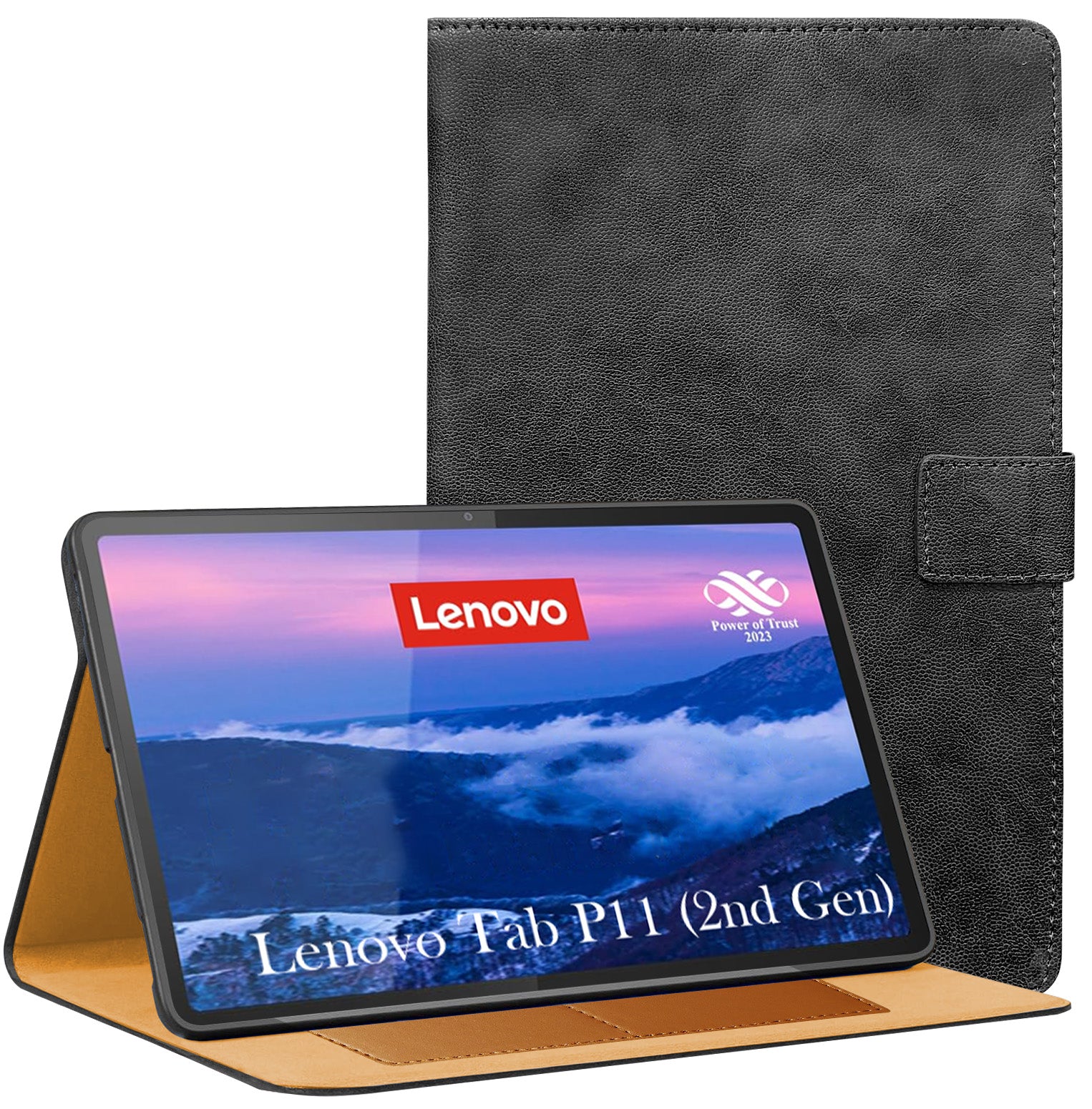 For Lenovo Tab P11 Gen 2 11.5 Inch (X350XU) Flip Cover Folio Cover (PU Leather | Multi-Angle Smart Stand | Card Storage Slots | Silicone Back Pouch)