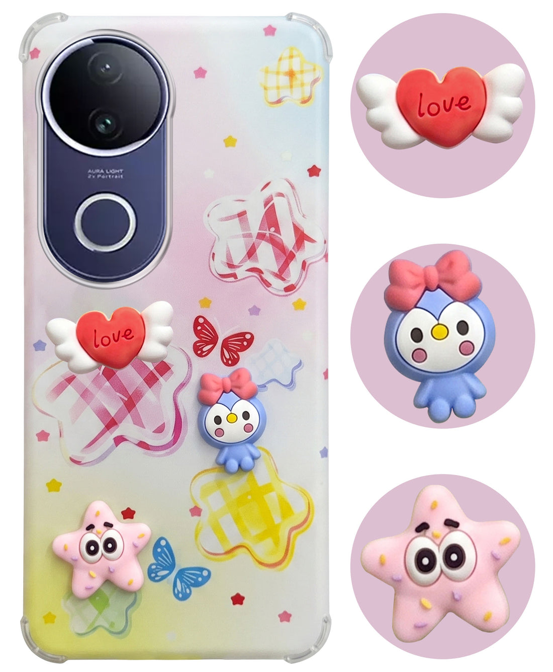 For Vivo T4R Back Cover Case (3D Cute Cartoons | Hard Back Side Soft | Matte Premium Finish | HD Printing)