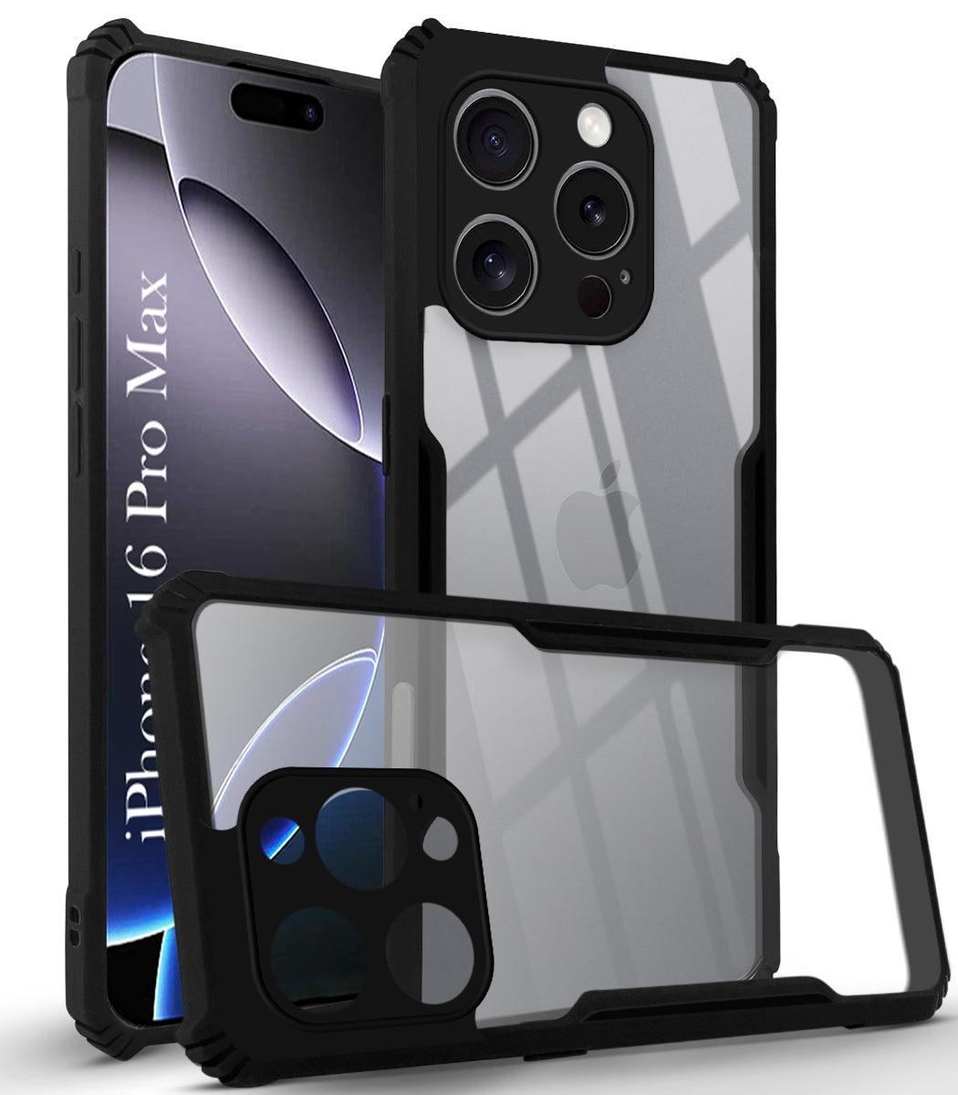 For Apple iPhone 16 Pro Max Back Cover Case ( Shockproof with Polycarbonate Clear Panel | Professional)