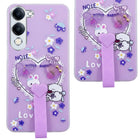 For Vivo iQOO Z10 Lite Back Cover Case (3D Cute Heart Strap Holder | Camera Protection | Designer Girls Print)
