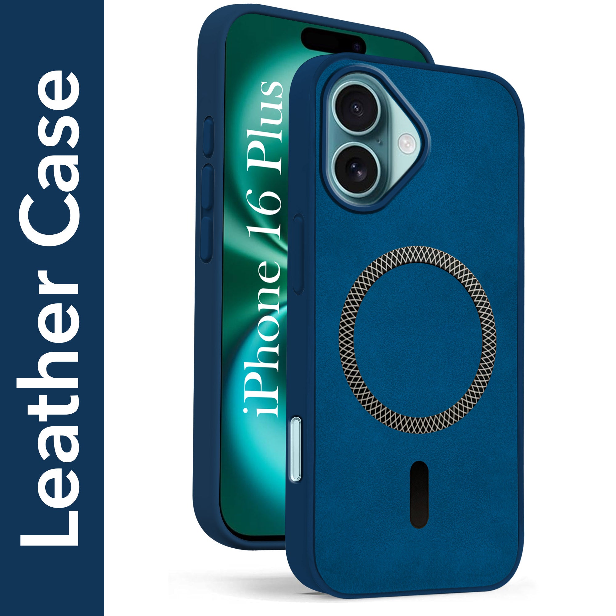 For Apple iPhone 16 Plus Back Cover Case (Sleek Leather Finish | MagSafe Compatible Wireless Charging | Camera Bump Protection)