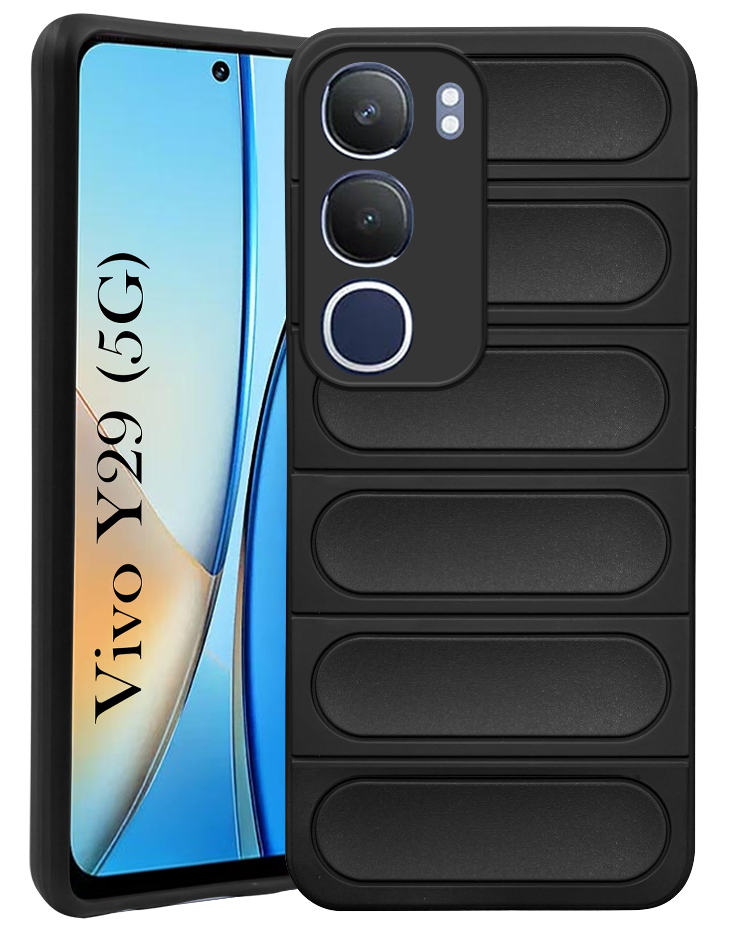 For Vivo Y29 Back Cover Case (Matte Liquid Silicone | Professional Design | Camera Protection | Wave Black)