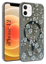 For Apple iPhone 12 Back Cover Case (Cute Floral Design | Flower Print for Girls | MagSafe Compatible Wireless Charging)