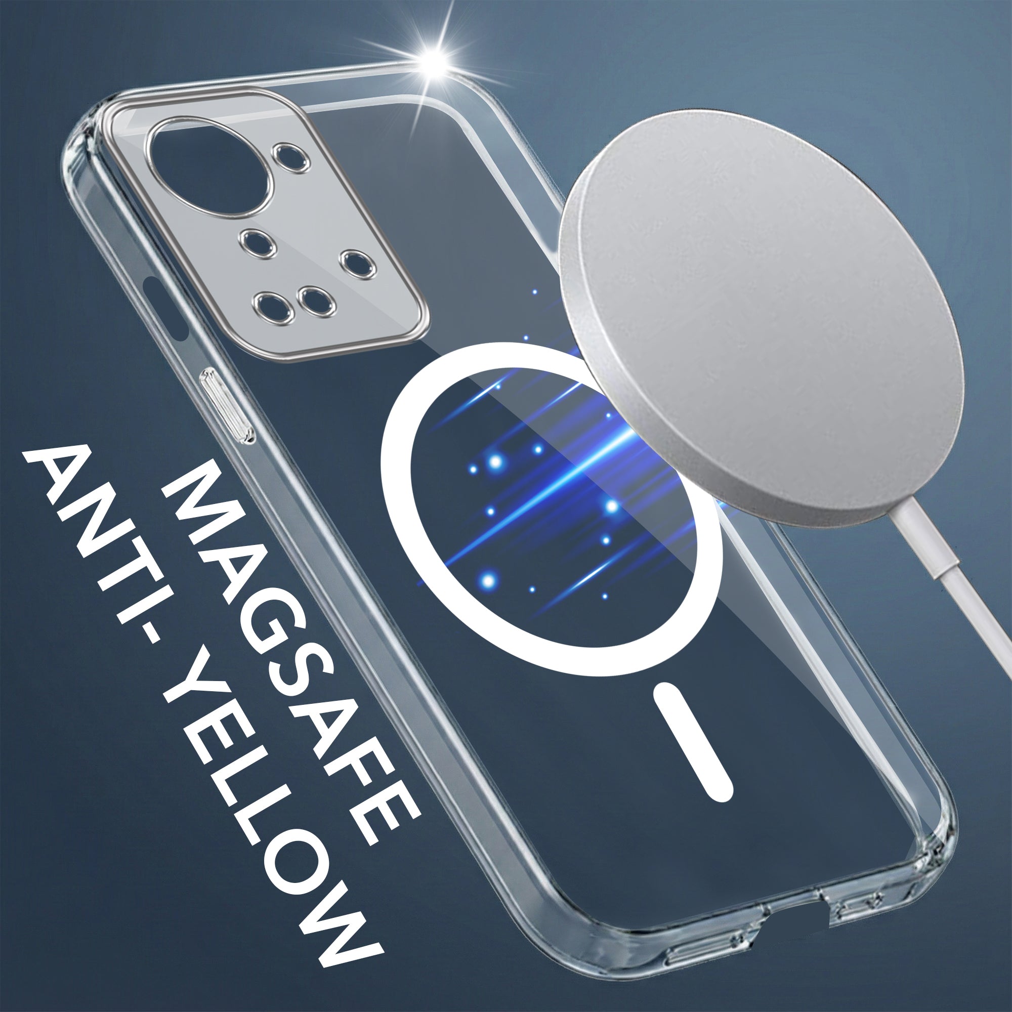 For OnePlus Nord 2T 5G Back Cover Case Lifetime Anti-Yellow MagSafe Compatible Clear (Sleek Hard Crystal | Shockproof and Camera Protection)