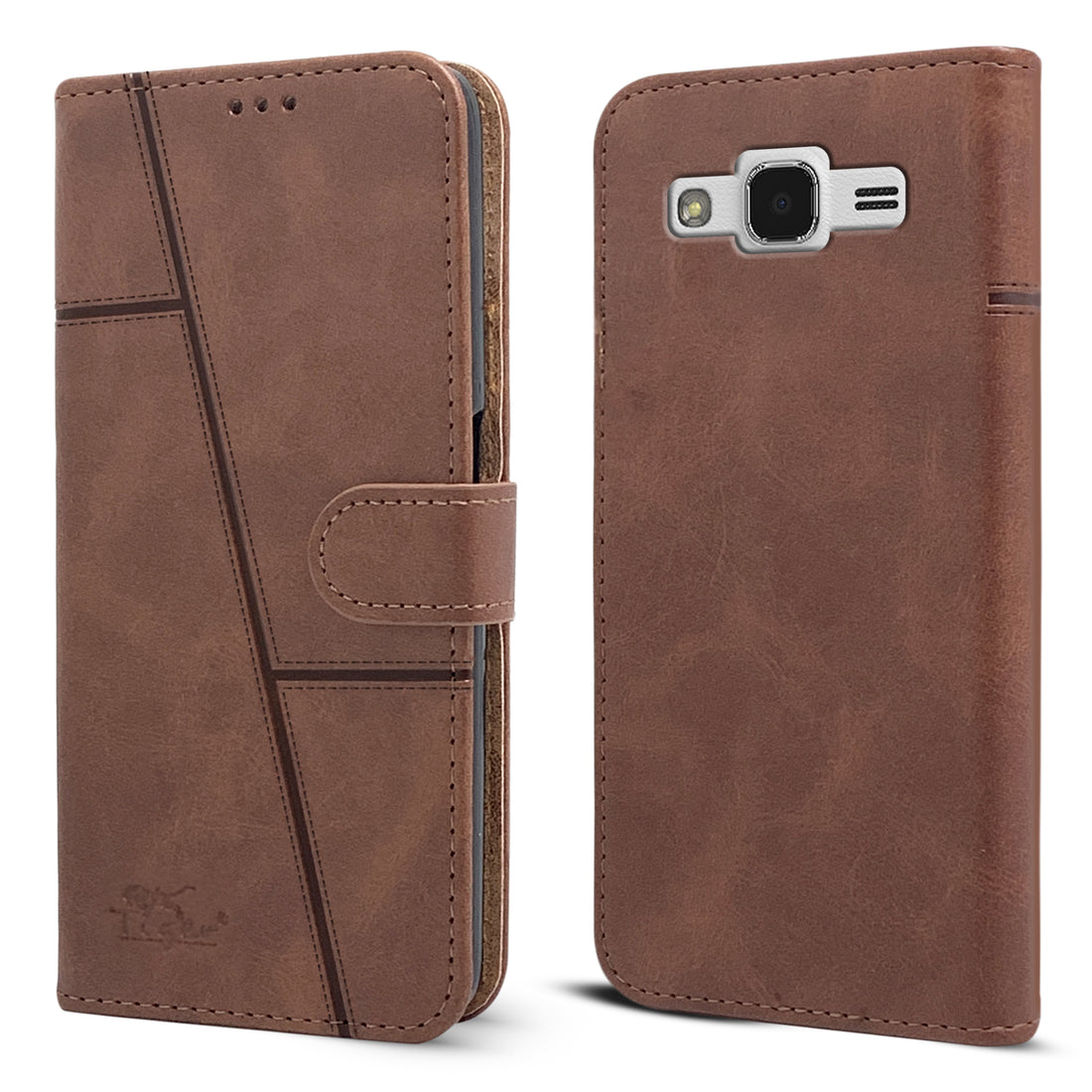 For Samsung Galaxy J2 Ace Flip Cover Case ( Stitched Leather with Magnetic Closure)