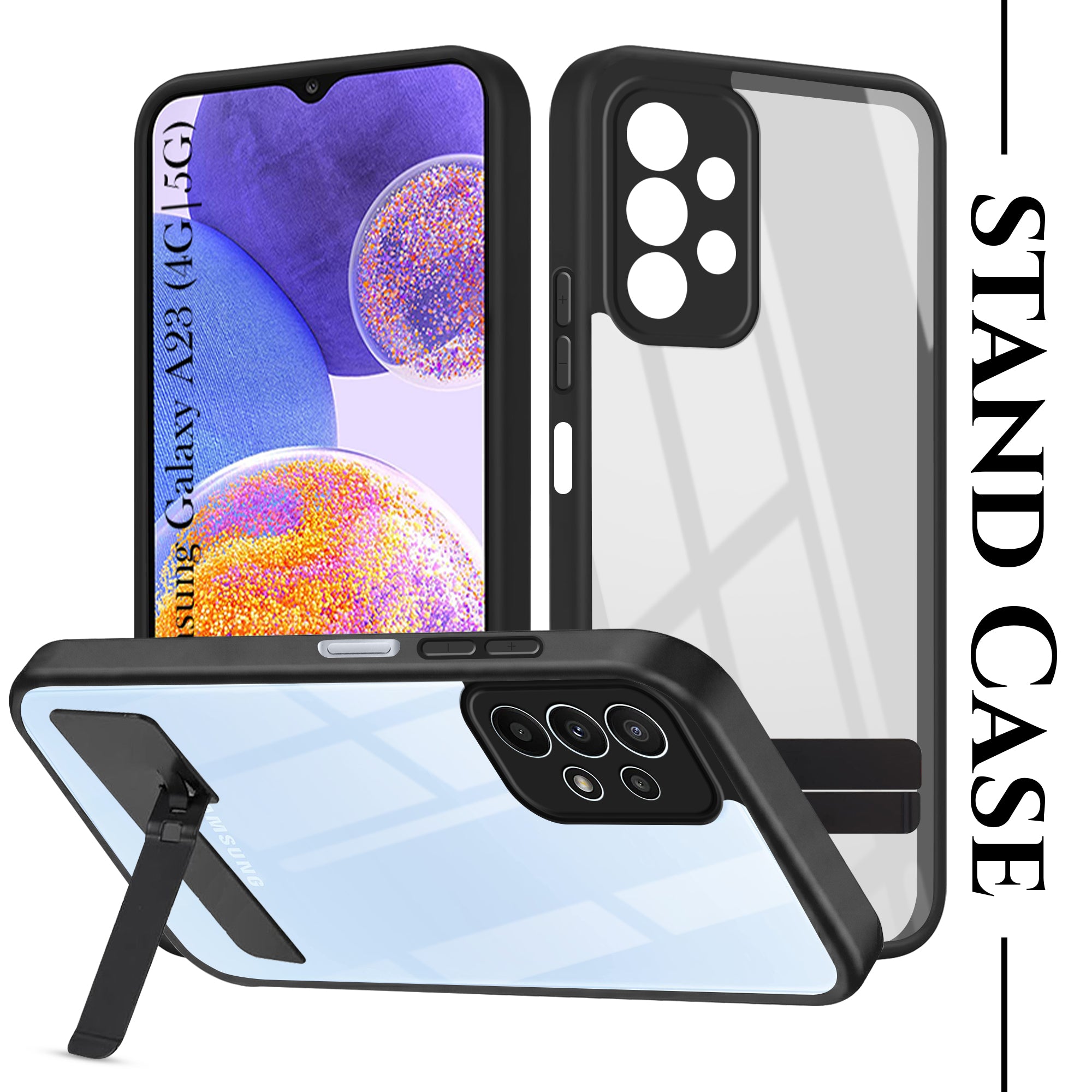 For Samsung Galaxy A23 4G | 5G Back Cover Case (Built-in Stand | Lifetime Anti Yellow | Kickstand Shockproof | Camera Protection | MagSafe Compatible)
