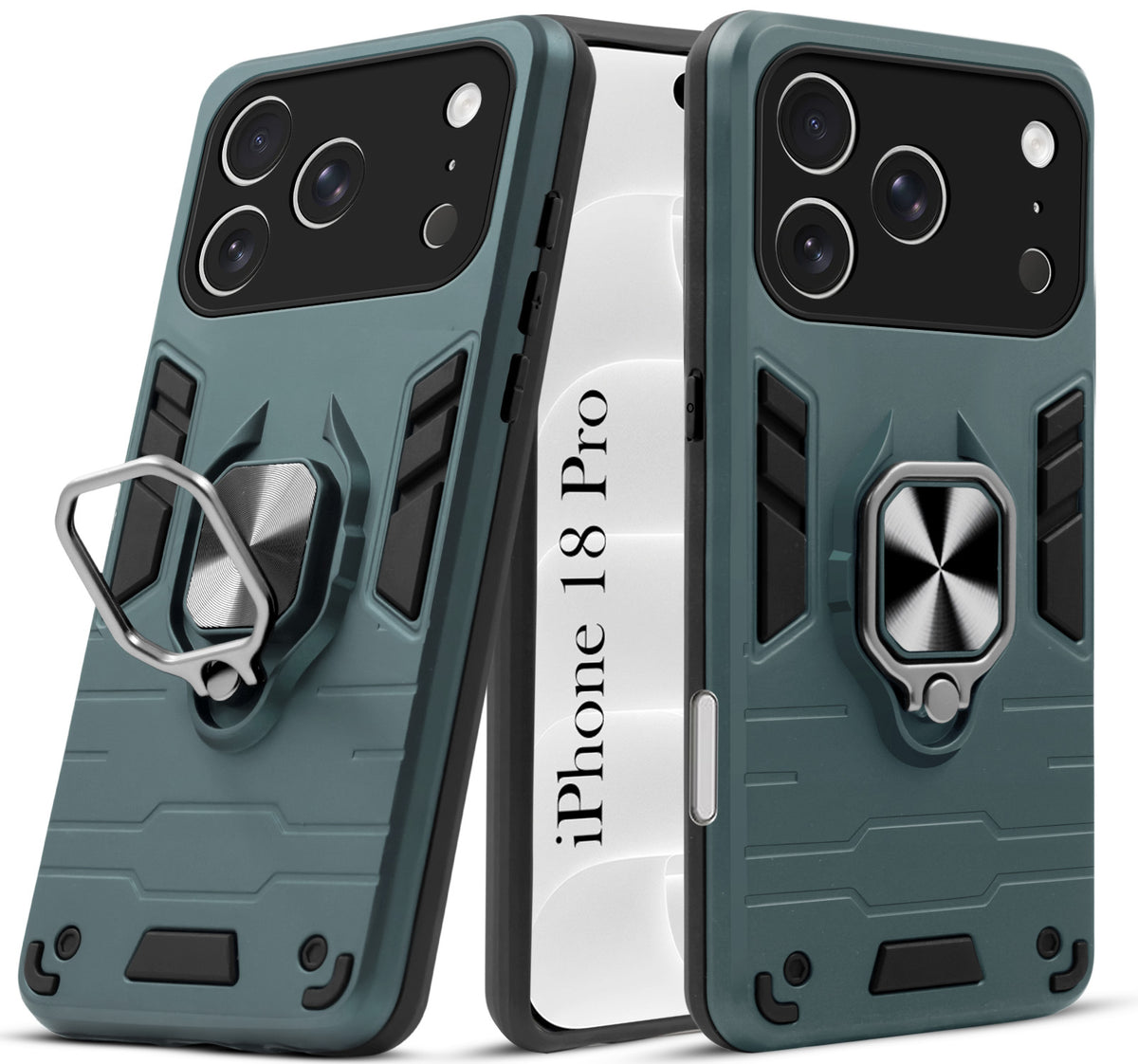 For Apple iPhone 18 Pro Back Cover Case Hybrid Armor (Shockproof Dual Layer Polycarbonate |Ring Holder Kickstand)