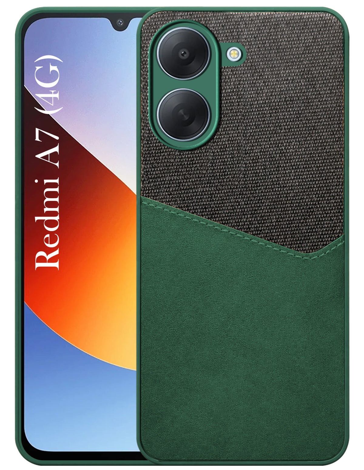 For Redmi A7 4G Back Cover Case (Dual PU Leather Stitch | Professional Minimalist | Soft and Flexible)