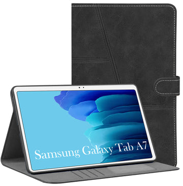 For Flip Cover Folio Case  Samsung Galaxy Tab A7 (2020) (SM-T500, SM-T505, SM-T505N) 10 Inch (PU Leather | Multi-Angle Smart Stand | Card Storage Slots | Silicone Back Pouch)