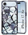 For Apple iPhone 17 Air Back Cover Case Compatible 3D Silicone (Dual Design Glitter Sparkle and Detachable Diamond Print Case | Soft and Flexible)