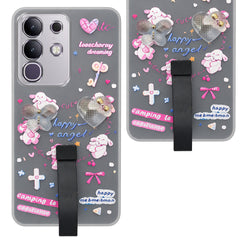 For Vivo T4x | Vivo Y31 Pro Back Cover Case (3D Cute Heart Strap Holder | Camera Protection | Designer Girls Print)