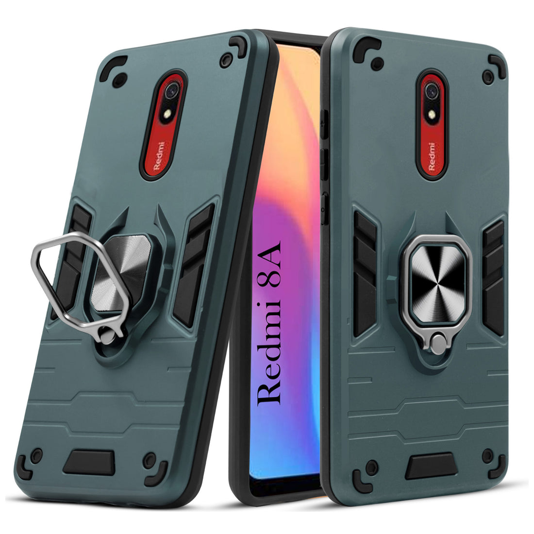 For Xiaomi Mi Redmi 8A Back Cover Case Hybrid Armor (Shockproof Dual Layer Polycarbonate |Ring Holder Kickstand)