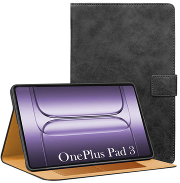 For OnePlus Pad 3 13.2 Inch OPD2415 Flip Cover Folio Cover (PU Leather | Multi-Angle Smart Stand | Card Storage Slots | Silicone Back Pouch)