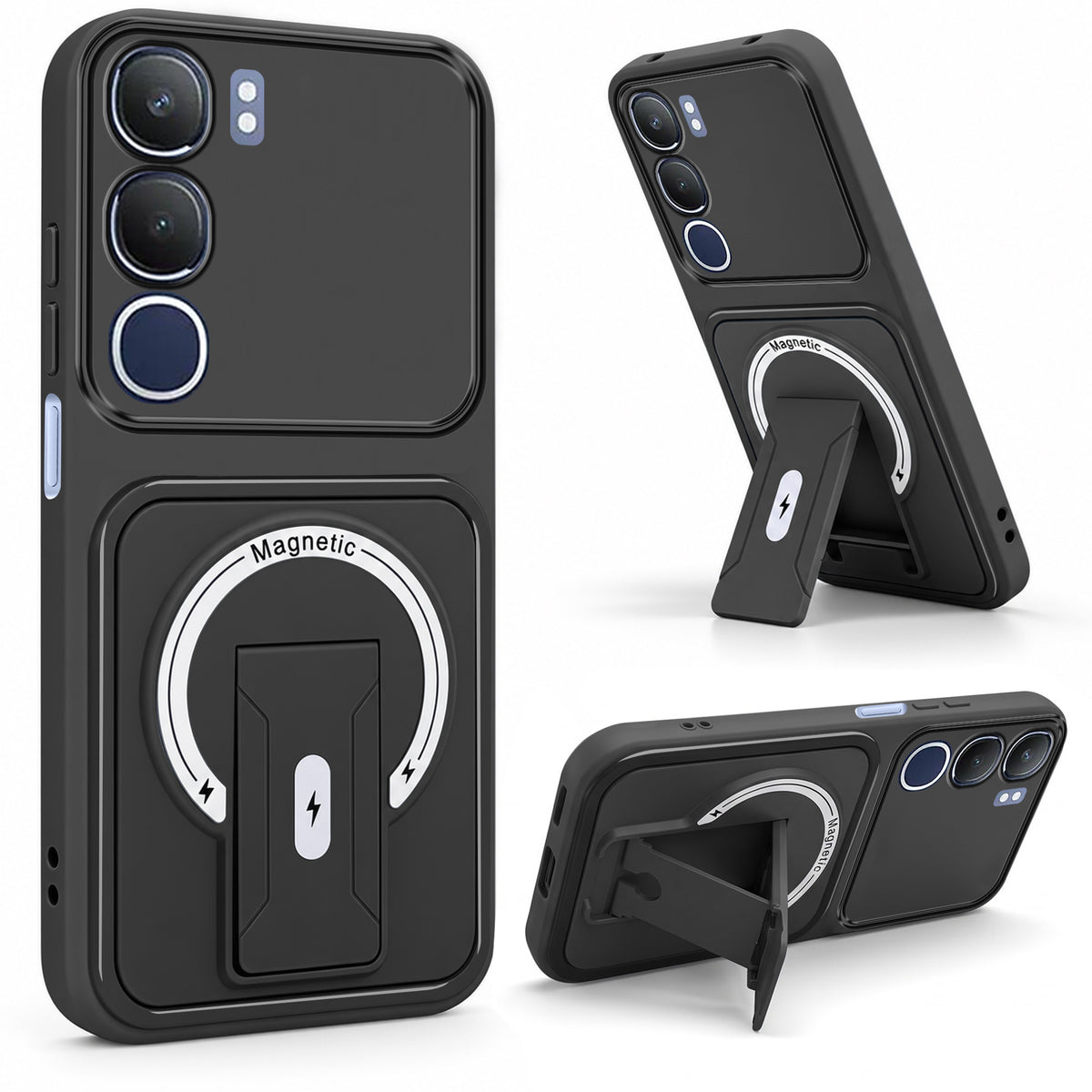 For Vivo Y29 Back Case Cover Metallic (Hybrid Armor Kickstand | MagSafe Compatible | Camera Protection Shockproof)