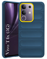 For Vivo T4x Back Cover Case (Matte Liquid Silicone| Camera Protection Ring | Professional Wave Design | Shockproof Anti Slip Grip )