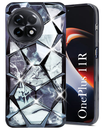 For OnePlus 11R Back Cover Case (Dual Design Glitter Sparkle and Detachable Diamond Print Case | Soft and Flexible)