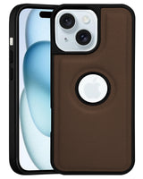 For Apple iPhone 15 Back Cover Case (Minimalist Design Stitched Leather | Shockproof Raised Edges for Camera & Screen Protection)