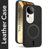 For Vivo T4 Ultra Back Cover Case Leather Finish (MagSafe Compatible Wireless Charging | Soft Touch | Camera Bump Protection)