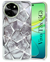 For Vivo T3x 5G Back Cover Case (Dual Design Glitter Sparkle and Detachable Diamond Print Case | Soft and Flexible)