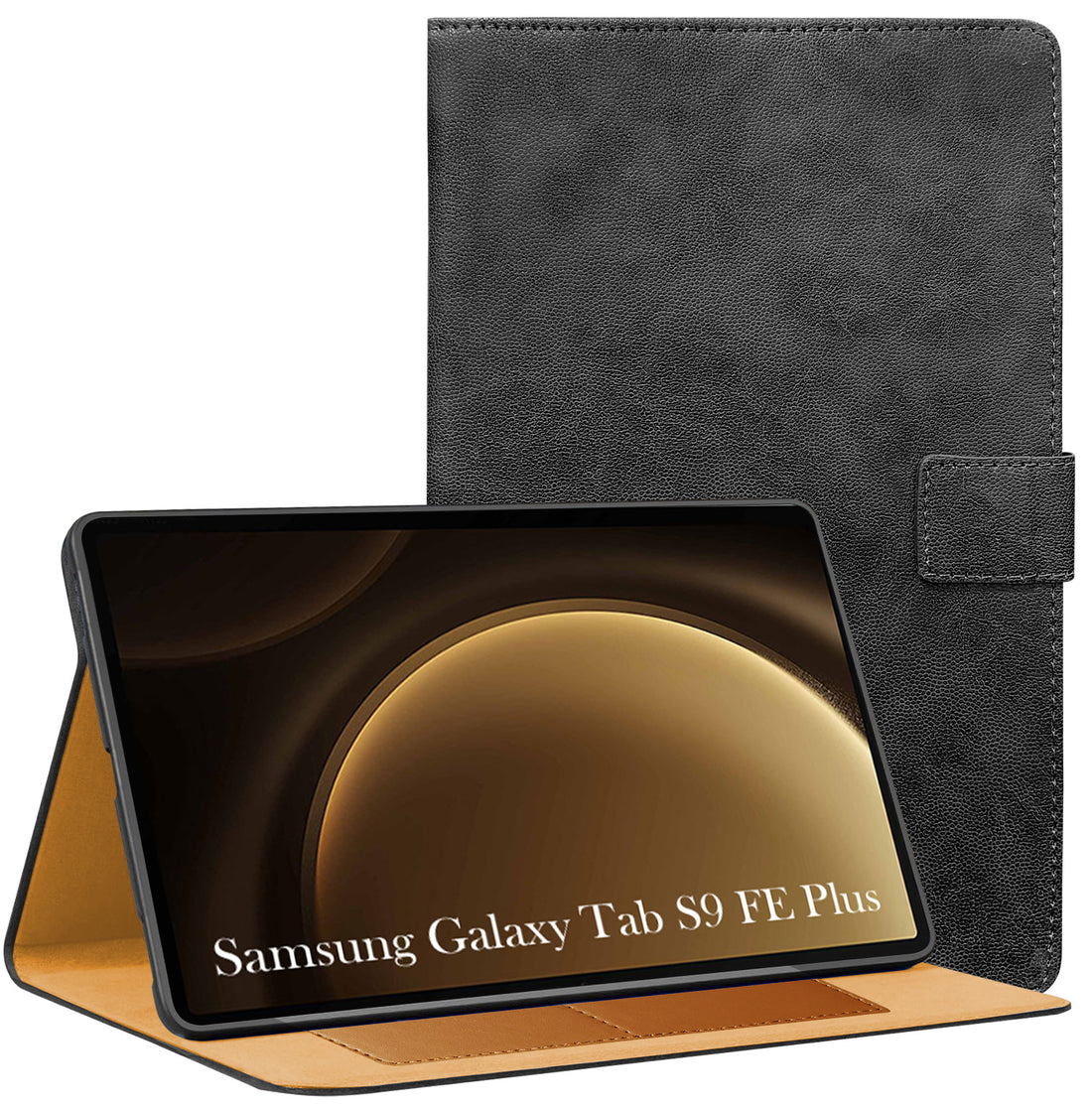For Samsung Galaxy Tab S9 FE Plus 12.4 Inch SM-X610/X616B Flip Cover Folio Cover (PU Leather | Multi-Angle Smart Stand | Card Storage Slots | Silicone Back Pouch)