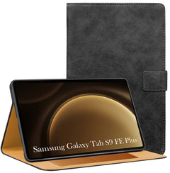 For Samsung Galaxy Tab S9 FE Plus 12.4 Inch SM-X610/X616B Flip Cover Folio Cover (PU Leather | Multi-Angle Smart Stand | Card Storage Slots | Silicone Back Pouch)