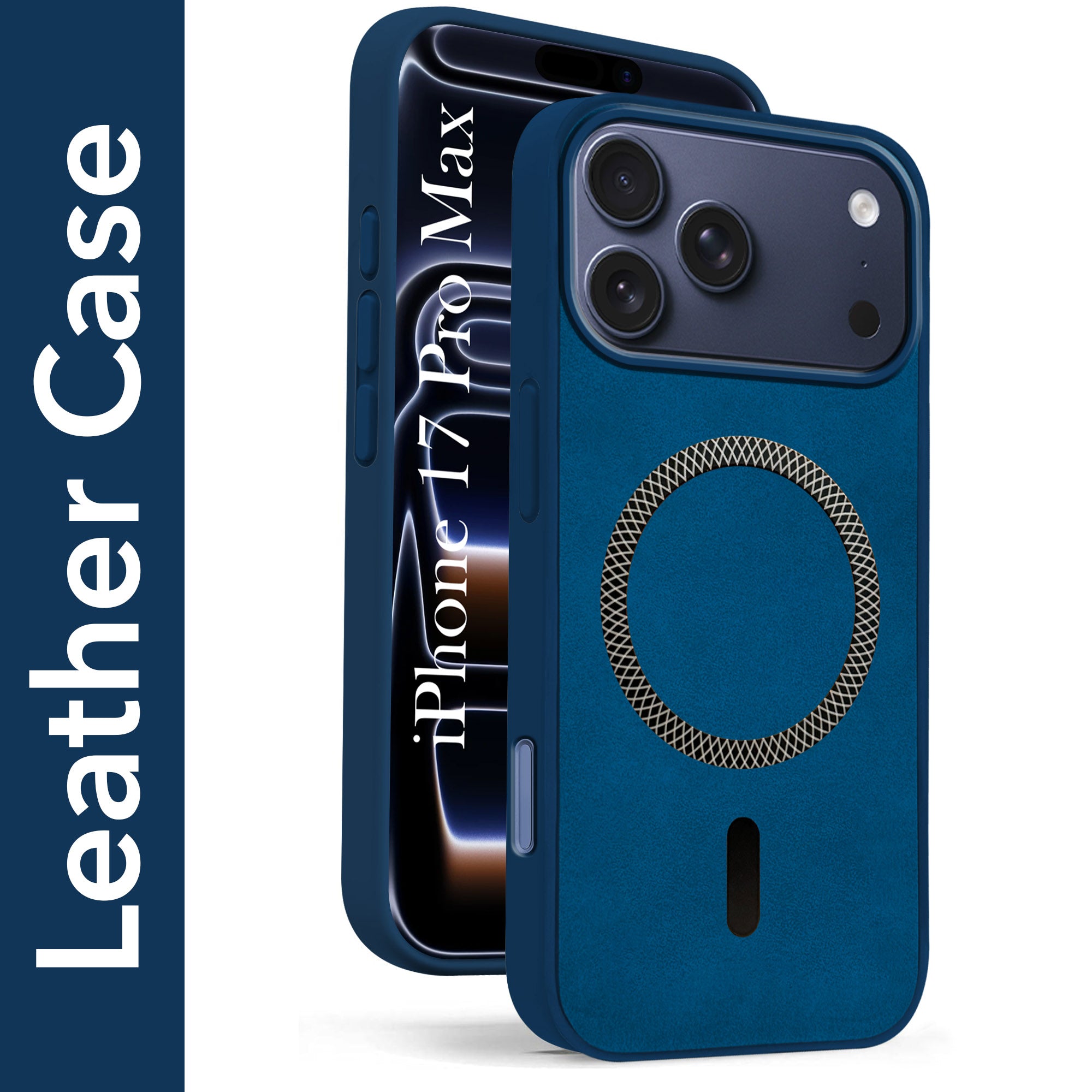 For Apple iPhone 17 Pro Max Back Cover Case Leather Finish (MagSafe Compatible Wireless Charging | Soft Touch | Camera Bump Protection)