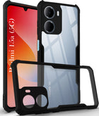 For Redmi 15A 5G Back Cover Case Hybrid (Shockproof with Polycarbonate Clear Panel | Professional Black)