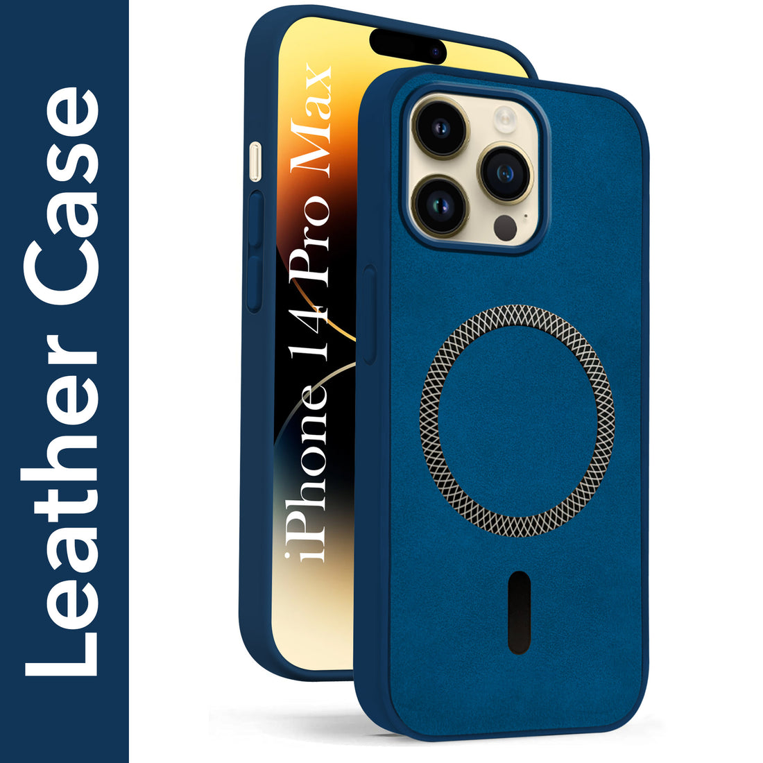 For Apple iPhone 14 Pro Max Back Cover Case Leather Finish(MagSafe Compatible Wireless Charging | Soft Touch | Camera Bump Protection)