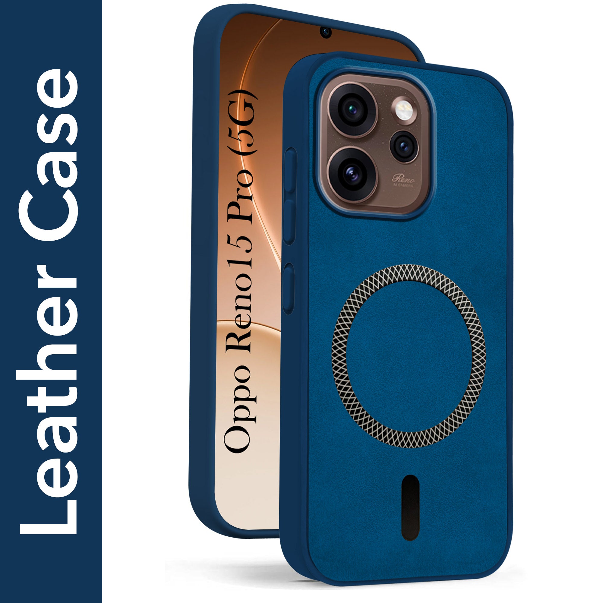 For Oppo Reno15 Pro 5G | Oppo Reno 15 Pro 5G Back Cover Case Leather Finish (MagSafe Compatible Wireless Charging | Soft Touch | Camera Bump Protection)