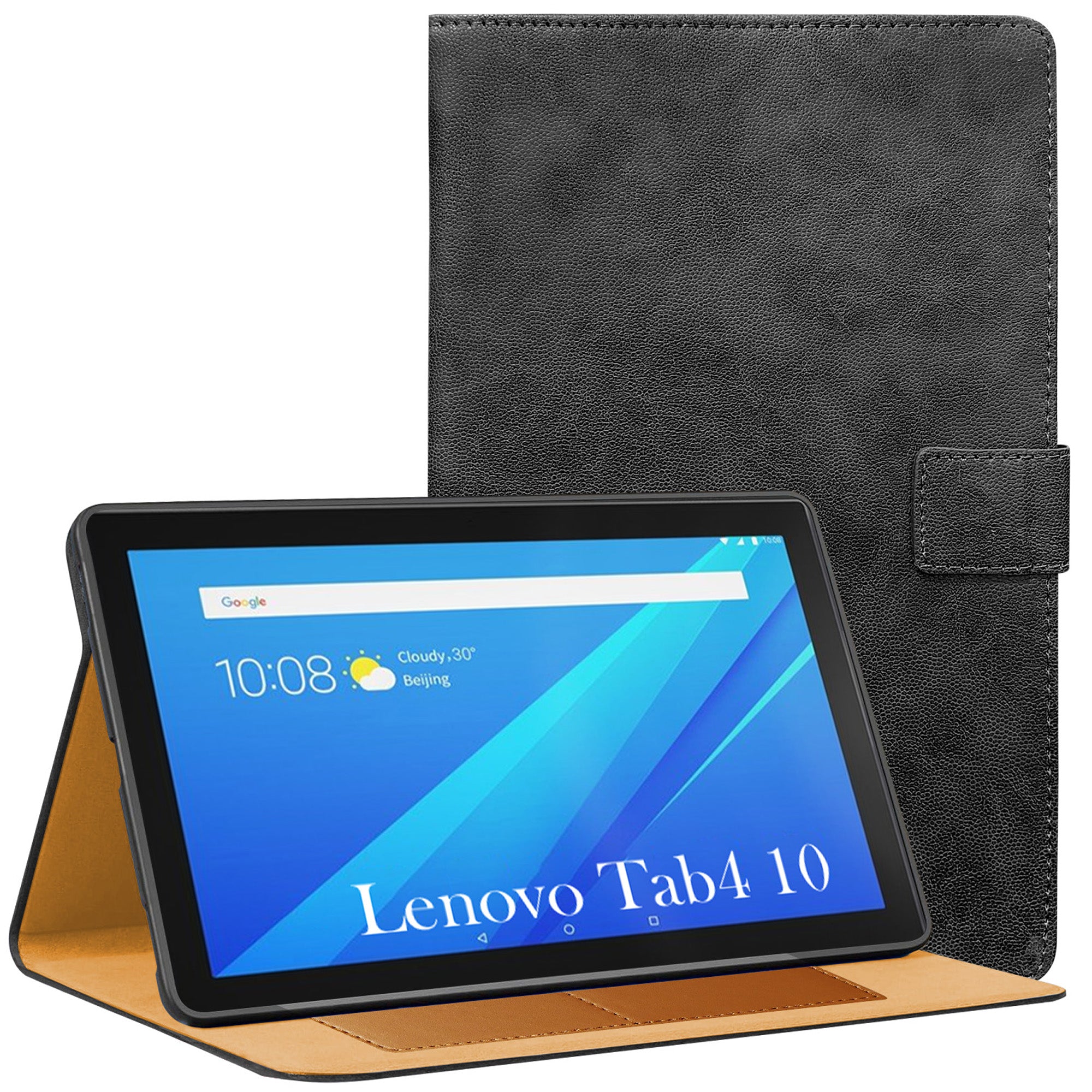 For Lenovo TAB 4 10 Inch TB-X304L Flip Cover Folio Cover (PU Leather | Multi-Angle Smart Stand | Card Storage Slots | Silicone Back Pouch)