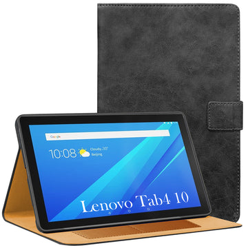 For Lenovo TAB 4 10 Inch TB-X304L Flip Cover Folio Cover (PU Leather | Multi-Angle Smart Stand | Card Storage Slots | Silicone Back Pouch)