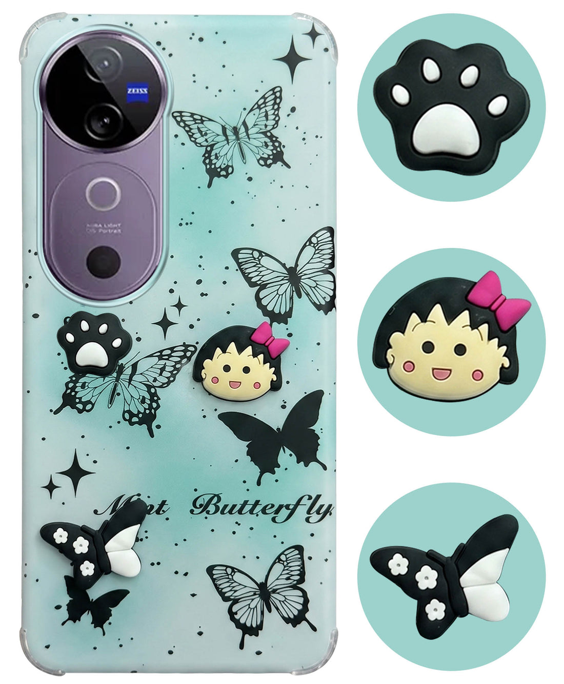 For Vivo V40 | Vivo V40 Pro 5G Back Cover Case (3D Cute Cartoons | Hard Back Side Soft | Matte Premium Finish | HD Printing)