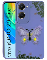 For Vivo iQOO Z9 Lite Back Cover Case (Soft Butterfly Embroidery | Women Teen Girls | Camera Protection| Matte Silicone)