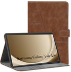 For Flip Cover Folio Case Samsung Galaxy Tab A9+ (SM-X210, SM-X215, SM-X216B) 12 Inch (PU Leather | Multi-Angle Smart Stand | Card Storage Slots | Silicone Back Pouch)