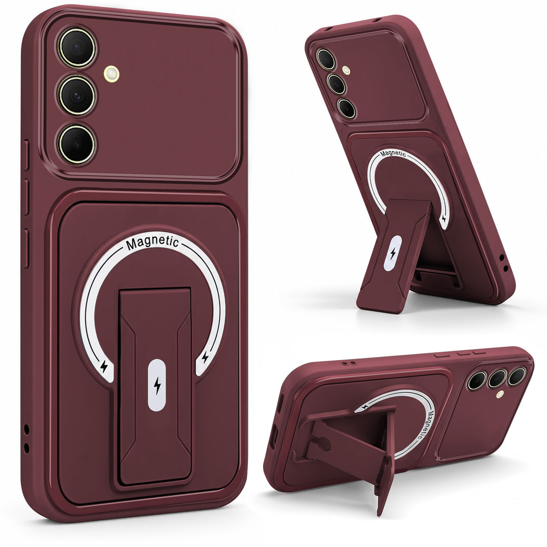For Samsung Galaxy A35 5G Back Case Cover Metallic (Hybrid Armor Kickstand | MagSafe Compatible | Camera Protection Shockproof)