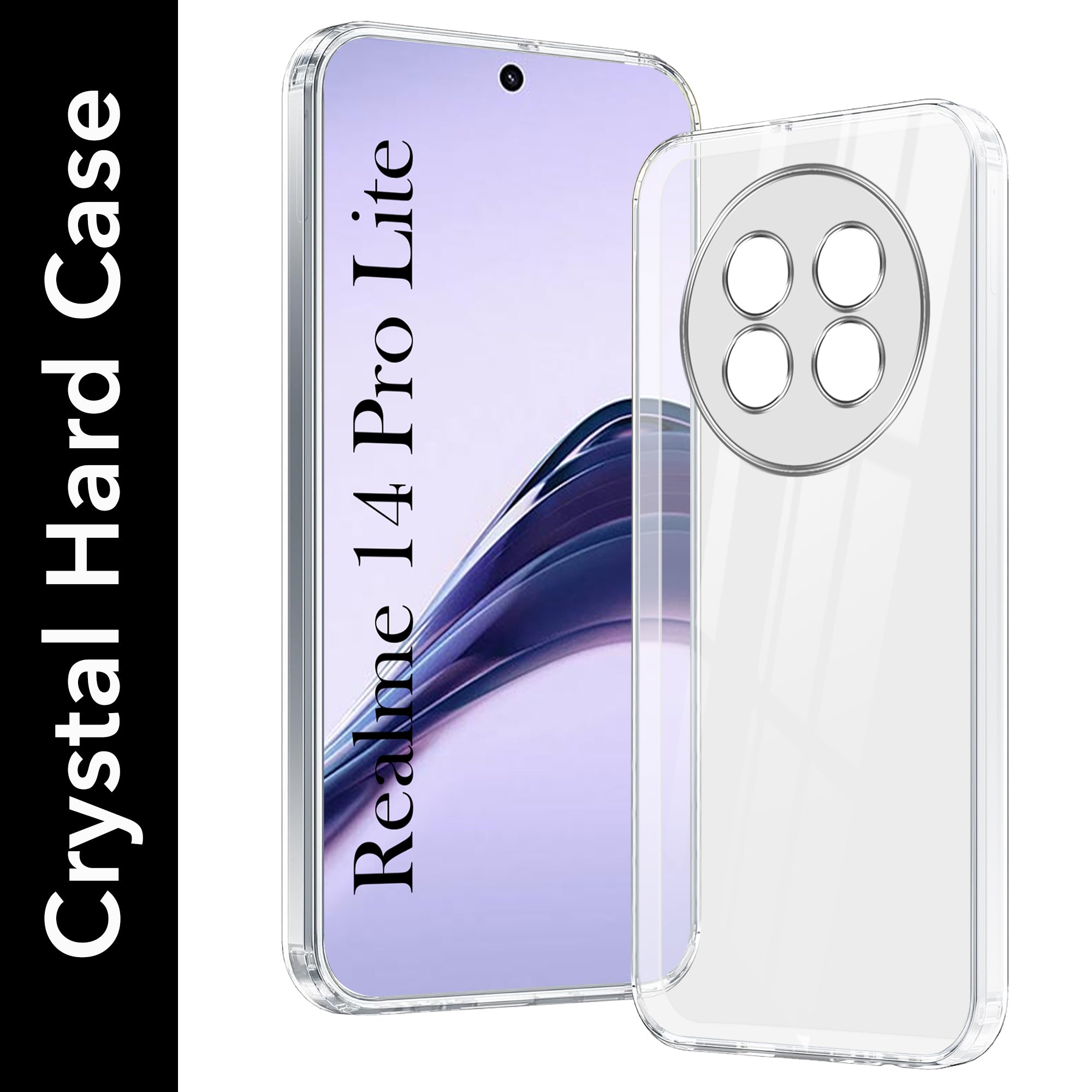 For Realme 14 Pro Lite Back Cover Case (Hybrid Crystal panel with Side Soft PU | Camera Protection | HD Clear Shockproof)