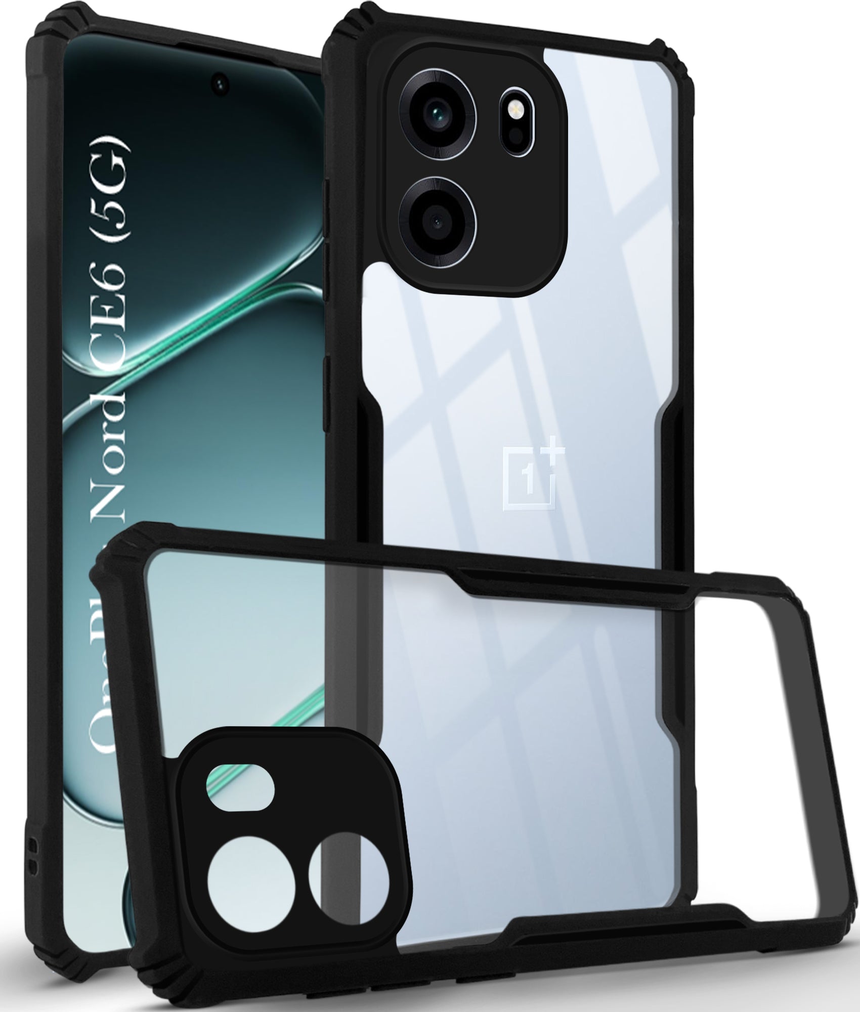 For Oneplus Nord CE 6 Back Cover Case Hybrid (Shockproof with Polycarbonate Clear Panel | Professional Black)
