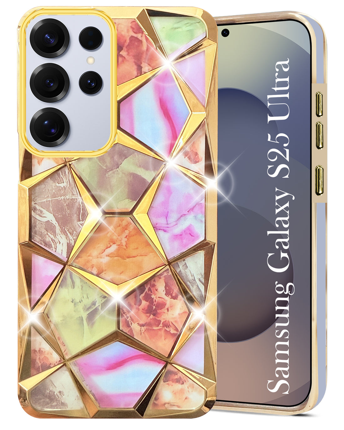 For Samsung Galaxy S25 Ultra Back Cover Case ( Dual Design Glitter Sparkle and Detachable Diamond Print Case | Soft and Flexible)