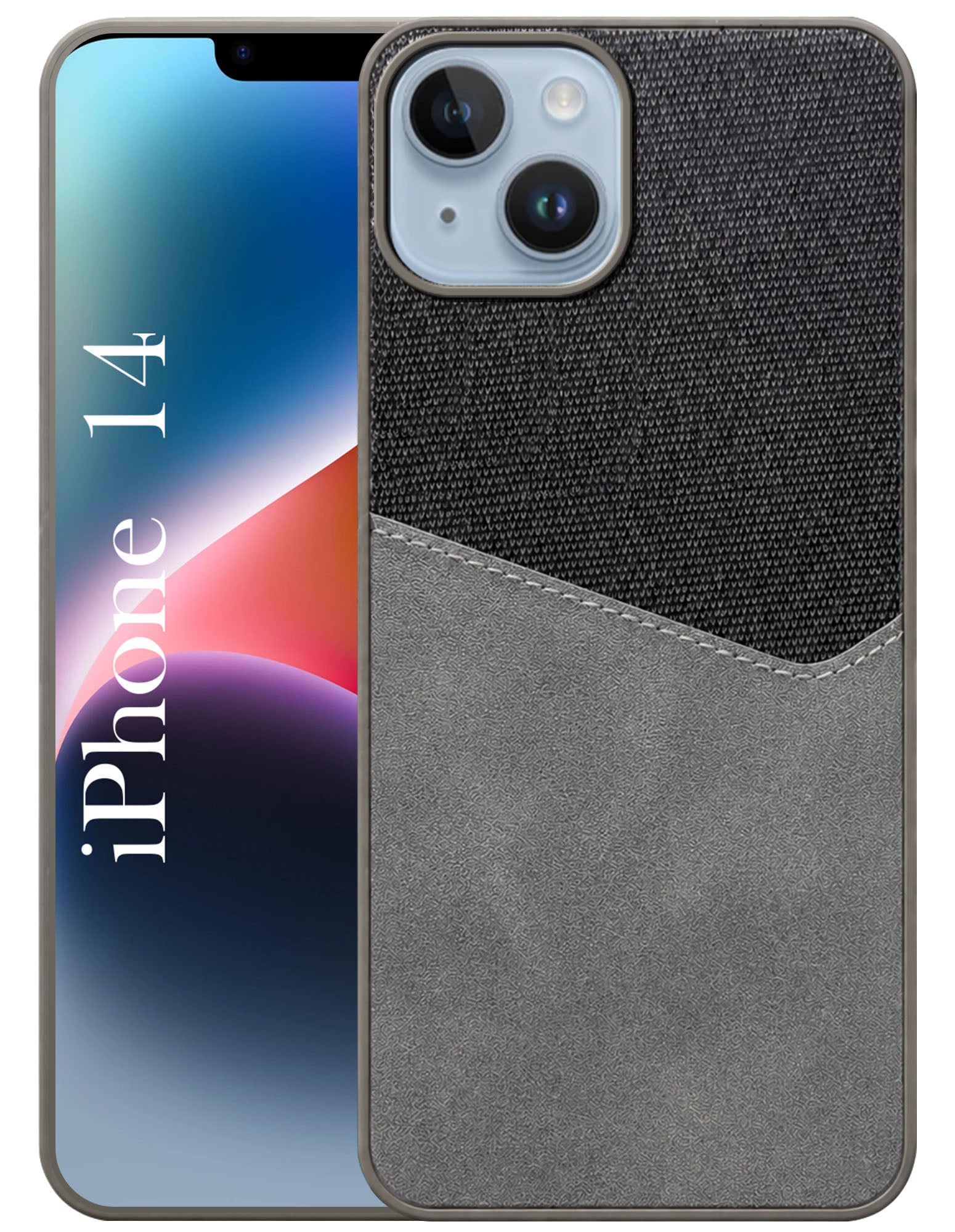 For iPhone 14 Back Cover Case (Dual PU Leather Stitch | Professional Minimalist | Soft and Flexible)