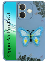 For Oppo A5 Pro Back Cover Case  (Soft Butterfly Embroidery | Women Teen Girls | Camera Protection| Matte Silicone)