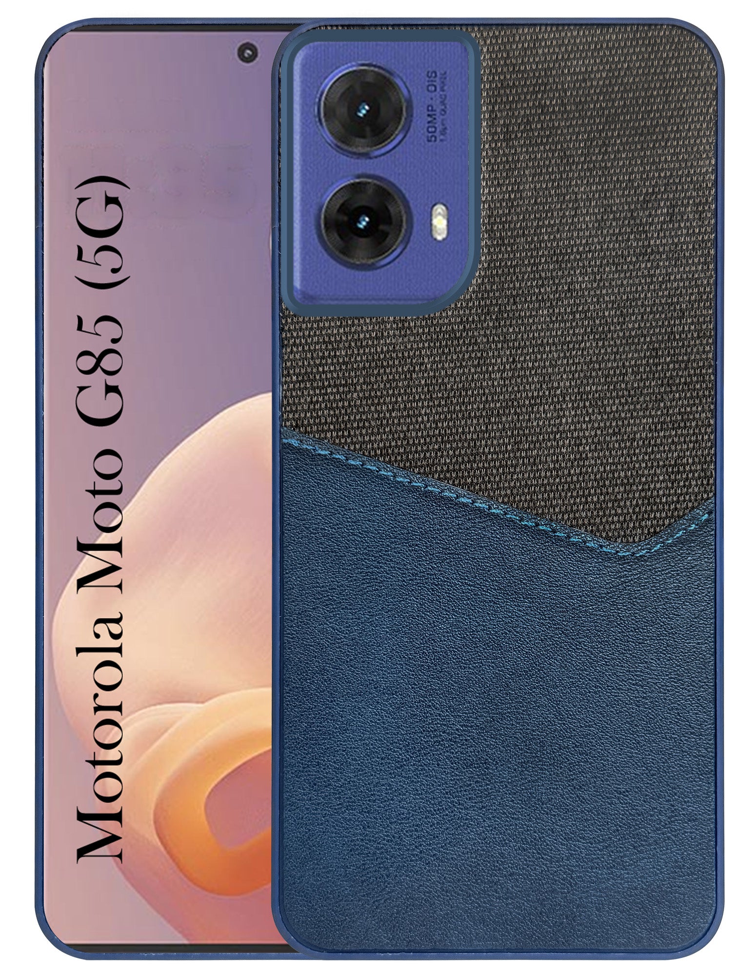 For Motorola Moto G85 Back Cover Case (Dual PU Leather Stitch | Professional Minimalist | Soft and Flexible)