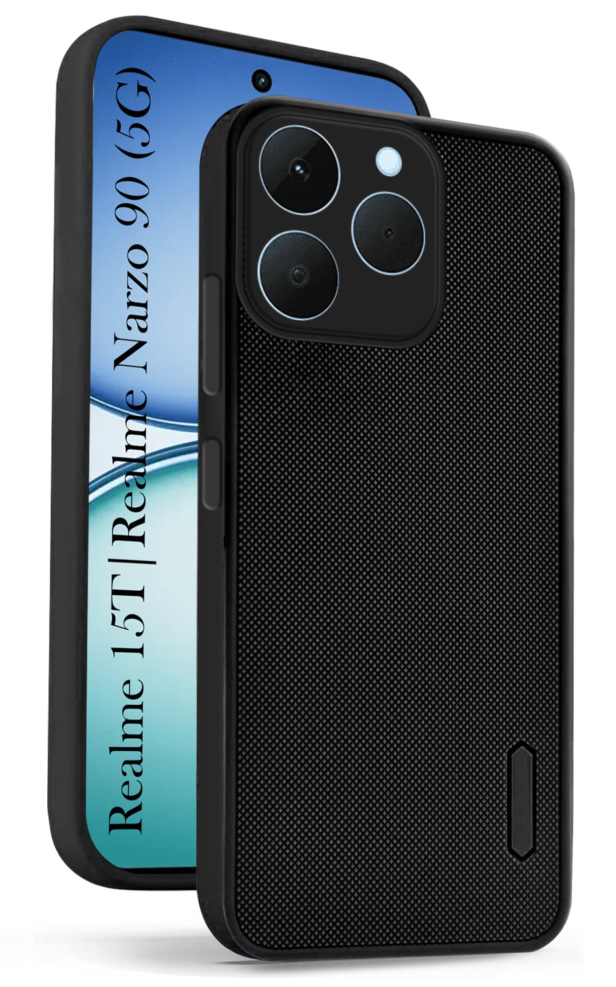 For Realme 15T | Realme Narzo 90 Back Cover Case (Textured Grip Design | Micro-Fiber Cloth Inside | Slim and Light Weight | Soft Touch and Feel)