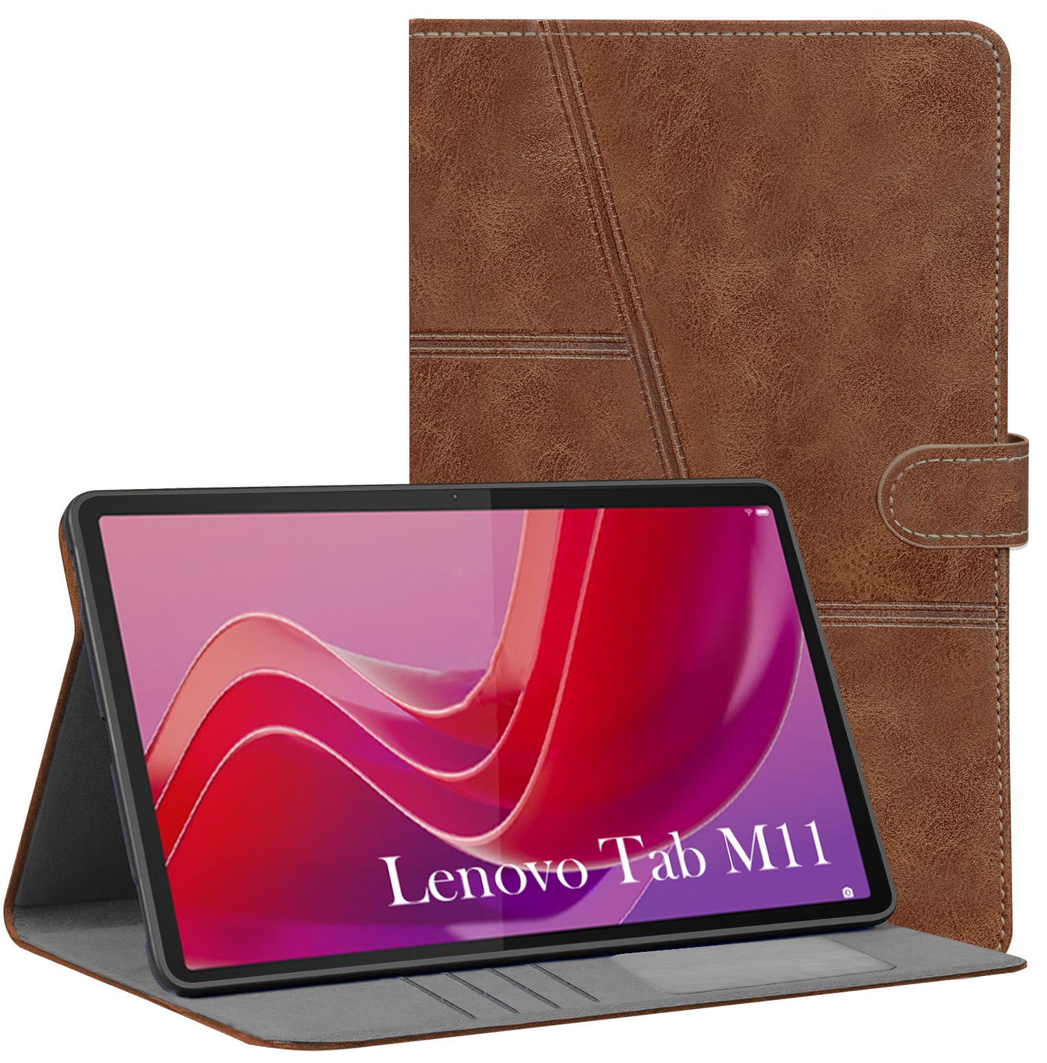 For Flip Cover Folio Case  Lenovo Tab M11 10 Inch TB330FU / TB330KU  (PU Leather | Multi-Angle Smart Stand | Card Storage Slots | Silicone Back Pouch)