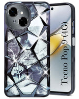 For Tecno Pop 9 4G Back Cover Case Compatible With  ( Dual Design Glitter Sparkle and Detachable Diamond Print Case | Soft and Flexible)