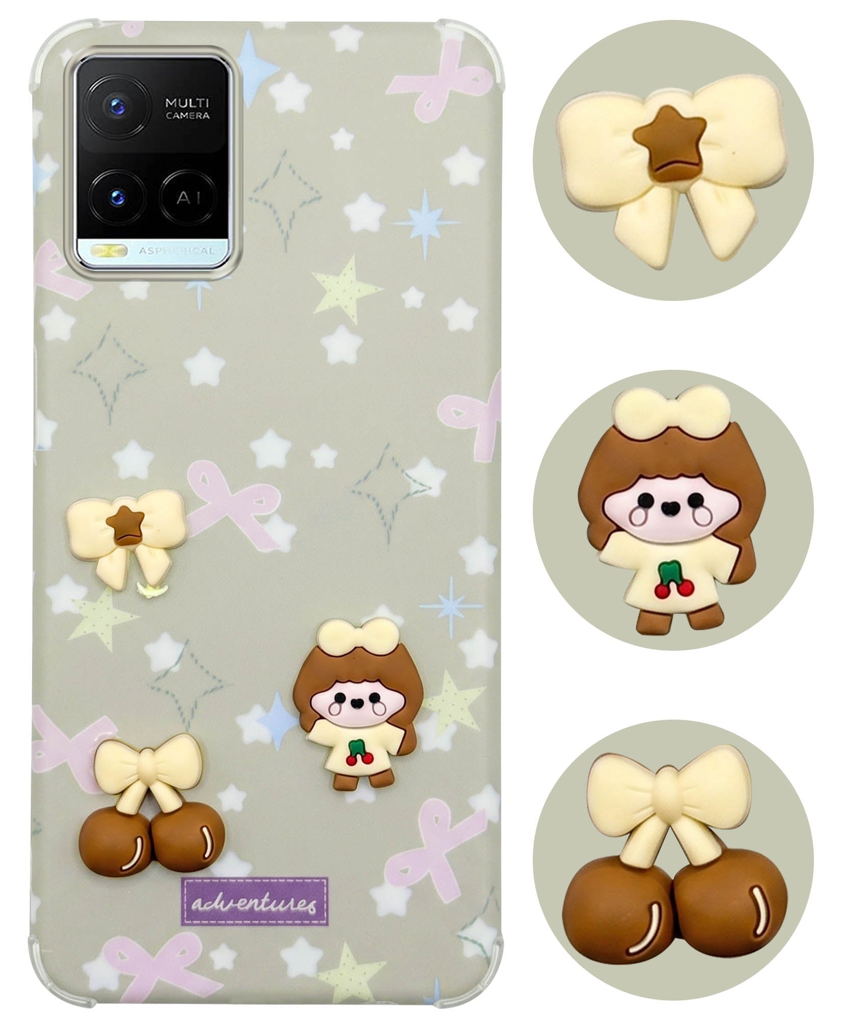 For Vivo Y21e | Vivo Y21A | Vivo Y32 Back Cover Case (3D Cute Cartoons | Hard Back Side Soft | Matte Premium Finish | HD Printing)