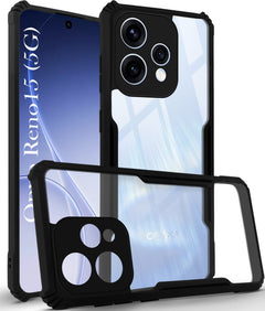 For Oppo Reno15 5G | Oppo Reno 15 5G Back Cover Case Hybrid (Shockproof with Polycarbonate Clear Panel | Professional Black)