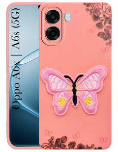 For Oppo A6X | Oppo A6S Back Cover Case (Soft Butterfly Embroidery | Women Teen Girls | Camera Protection| Matte Silicone)