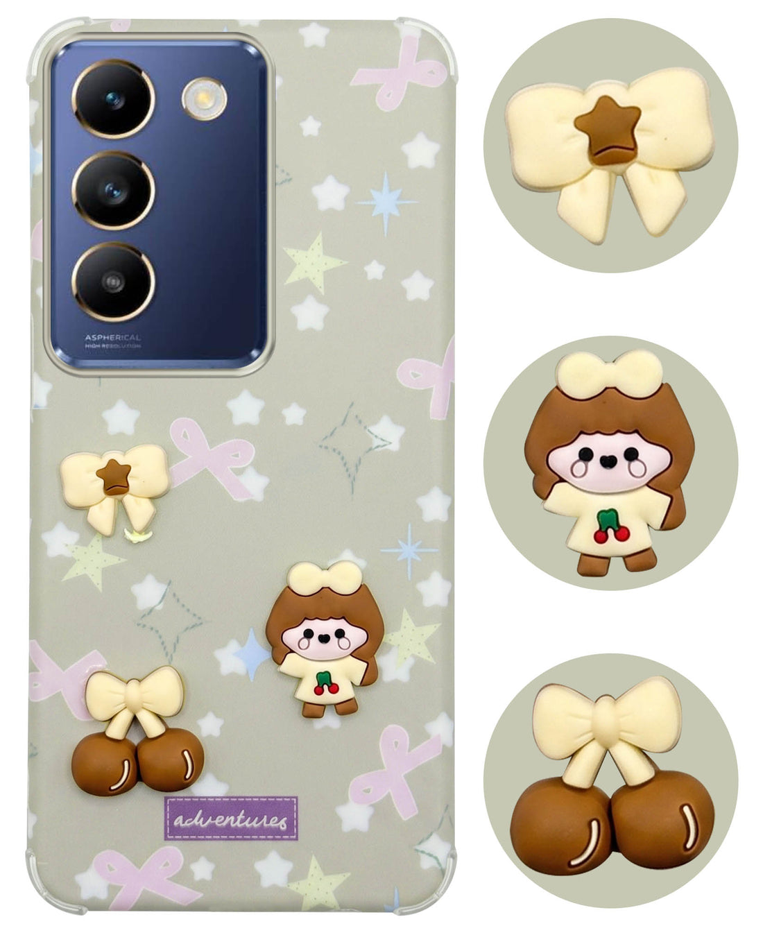 For Vivo T3 5G Back Cover Case (3D Cute Cartoons | Hard Back Side Soft | Matte Premium Finish | HD Printing)