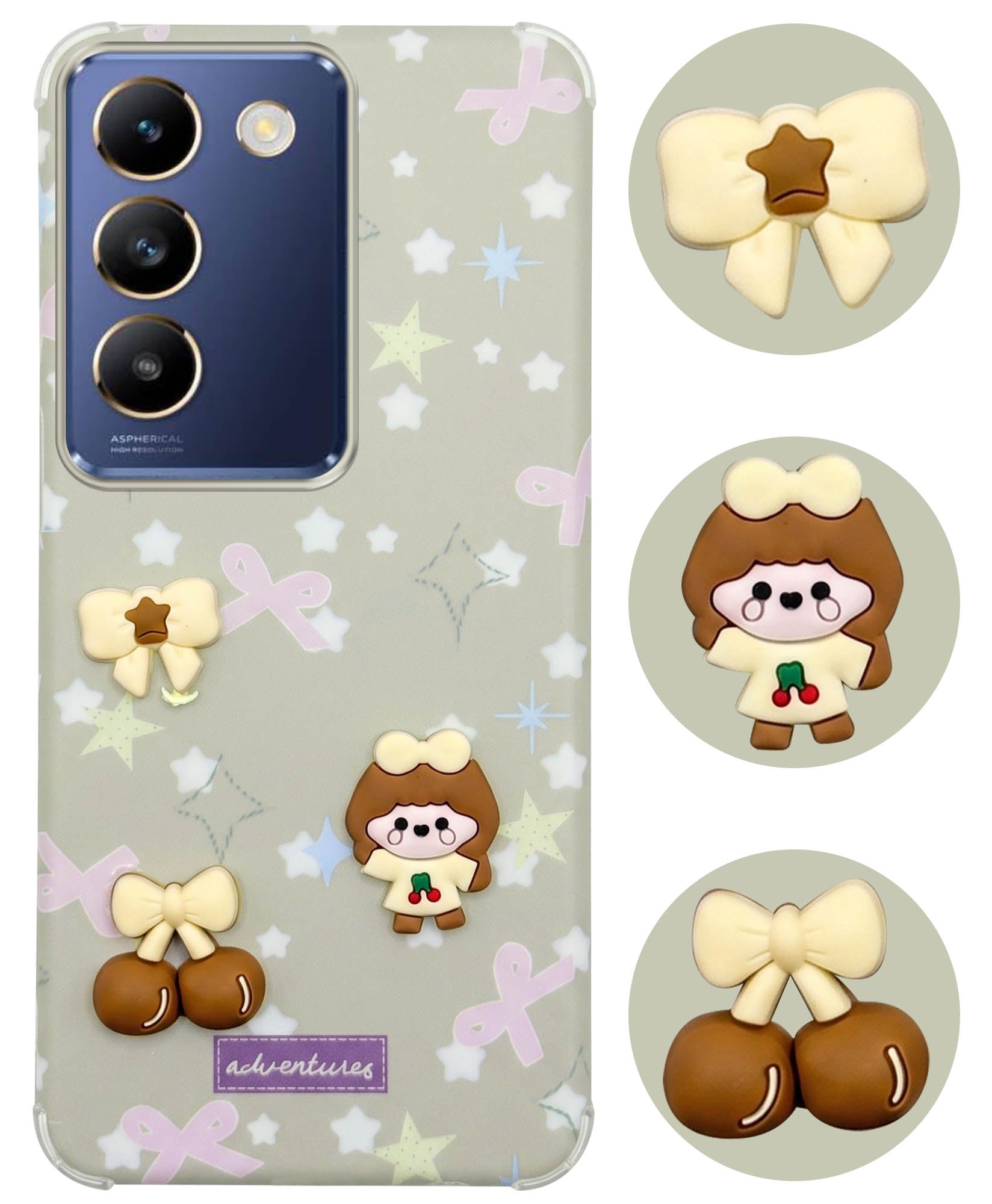 For Vivo T3 5G Back Cover Case (3D Cute Cartoons | Hard Back Side Soft | Matte Premium Finish | HD Printing)